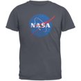 thumbnail image 1 of NASA Distressed Logo Charcoal Grey Adult T-Shirt, 1 of 1