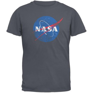NASA Distressed Logo Charcoal Grey Adult T-Shirt