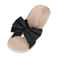 thumbnail image 1 of asddcavvf Ladies Summer Solid Colour Bow Beach Outer Wear Flat Bottom Large Size Sandals Slippers, 1 of 7