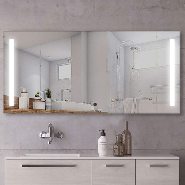 Vanity Art 60 in. Rectangular LED Wall Mirror with Rock Switch