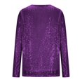 thumbnail image 5 of Haut à Paillettes de Célébration à Manches Longues et Col Rond pour – Chemise Décontractée Prête pour les Fêtes avec T-Shirts Scintillants pour Femmes Violet m, 5 of 5