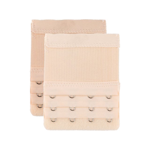 INSPIRE CHIC Women's Elastic Bra Hook Extensions 3 Rows 2 Pcs Apricot 2 and Skin Color