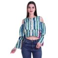 thumbnail image 1 of Moomaya Button Front Cold Shoulder Top Printed  Casual Loose Blouse Short Top, 1 of 4