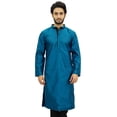 thumbnail image 1 of Atasi Kurta Pyjama Dupion Décontracté pour Homme Bleu Col Mandarin Chemise Ethnique-L, 1 of 7