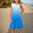 thumbnail image 2 of Yanlir Robe de Fête pour Tout-Petites Filles 4-14 Ans Enfants Douce et Confortable Manches à Volants Couleur Unie Col Ras du Cou Robe d'Été pour Tenues de Princesse (Bleu#1, 13 Ans), 2 of 8