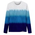 thumbnail image 3 of IROINID Liquidation T-Shirts à Manches Longues pour Femmes Détente Col Rond Haut Imprimé T-Shirt Blouse, Bleu Foncé, 3 of 3