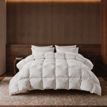 BedTreat Couette en Duvet et Plumes d'Oie Format Très Grand, Literie d'Hôtel de Luxe Couette Toutes Saisons, Chaleur Moyenne Housse 100 % Coton avec Pattes d'Angle (106x90 Pouces)