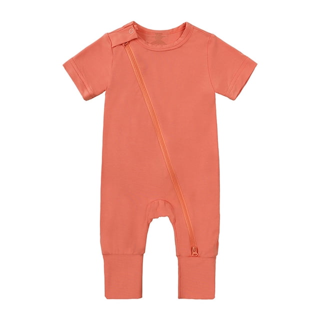 2025 Cotton 7 Month Old Rompers Footless Pajamas Zipper Clothes Short Sleeve Sleeper