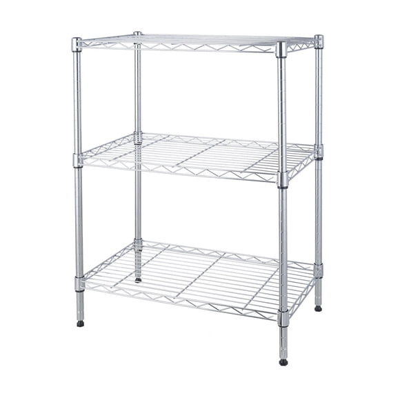 Mainstays Adjustable Storage Shelving, Loading Capacity 103lbs per Shelf, Chrome, 3-Tier