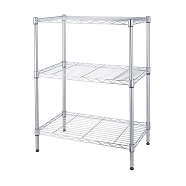 Mainstays Adjustable Storage Shelving, Loading Capacity 103lbs per Shelf, Chrome, 3-Tier