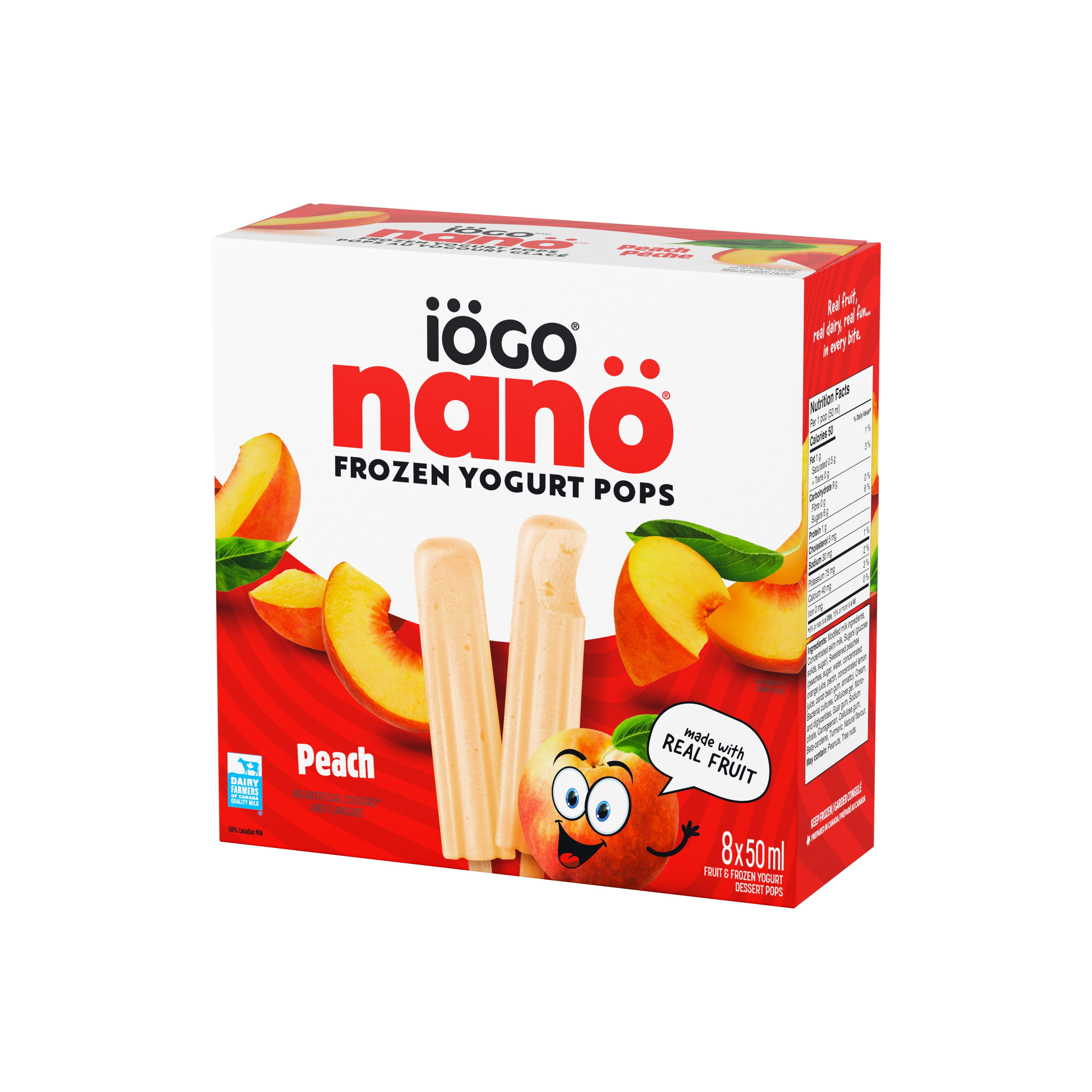 IÖGO Nano Frozen Yogurt Pops, Peach, Real Fruit & Dairy, 50