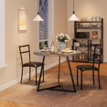 thumbnail image 4 of 3-Piece Round Dining Set for 2 - Compact 31.4" Rustic Gray Kitchen Table with Upholstered Chairs, Space-Saving Breakfast Set for Small Spaces, Apartments & Studio Living, 4 of 10