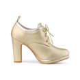 thumbnail image 3 of BLISSFUL STEP Women's Round Toe Platform Block High Heel Ankle Boots Gold (Size 8.5）, 3 of 6
