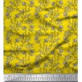 thumbnail image 1 of Soimoi Moss Georgette Fabric Leaves & Floral Block Print Sewing Fabric Yard 42 Inch Wide, 1 of 3