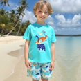thumbnail image 2 of JTieacloth Boys' Cartoon Dinosaur 2 Piece Swimsuit Set | Quck Dry Rash Guard & Swim Trunks For Beach Pool,Sizes 3-4 Years, 2 of 6