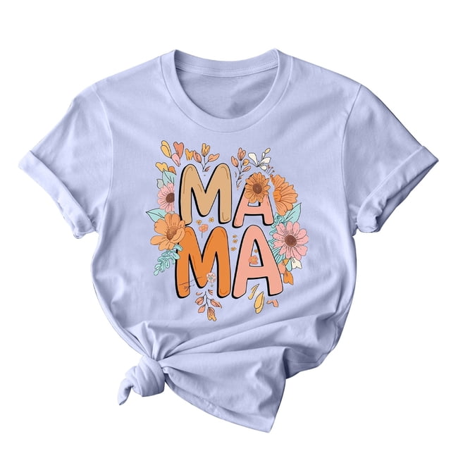 RKSTN Hauts d'Été pour Femmes Décontractés Coupe Ample Polyvalents T-Shirts Graphiques Mode à Imprimé Floral Respirants Manches Courtes Col Rond T-shirt Blouses, Cadeaux de la Fête des Mères