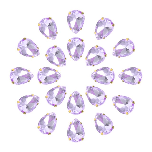Unique Bargains 20Pack Teardrop Sew on Rhinestone - 18x13mm Glass Teardrop Crystal Rhinestones in Gold Prong Setting (Light Purple)