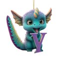 thumbnail image 2 of Fridja Personalized Dinosaur Christmas Ornament 26 Letters Hanging Pendant Ornaments 2024 Plastic Initial Monogram Xmas Tree Decorations with Hanging Rope Unique Customized Fun Gift for Kids (Y), 2 of 4