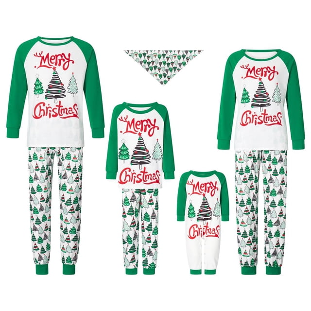 Famille Pyjama de Noël Ensemble Pjs de Noël pour Adultes Enfants Bébé Chien