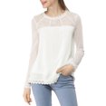 thumbnail image 2 of INSPIRE CHIC Blouses Décontractées pour Femmes à Col Rond en Dentelle Florale à Manches Longues en Chiffon, 2 of 6