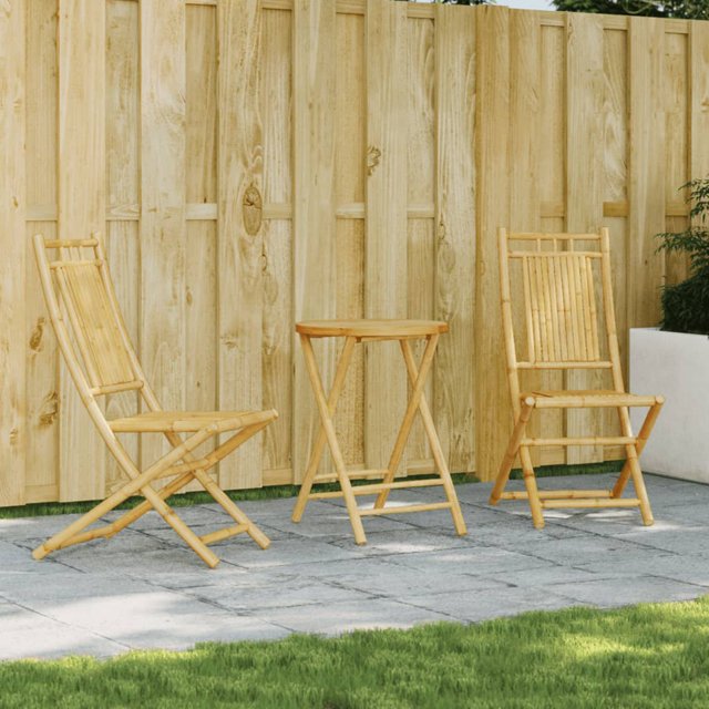 vidaXL Ensemble Bistro 3 Pcs Bambou