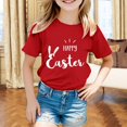 thumbnail image 2 of MIASHUI T-Shirt à Manches Courtes pour Filles Joyeuses Pâques T-Shirt Garçons Tee Confortable, Rouge, 6-7 Ans, 2 of 4