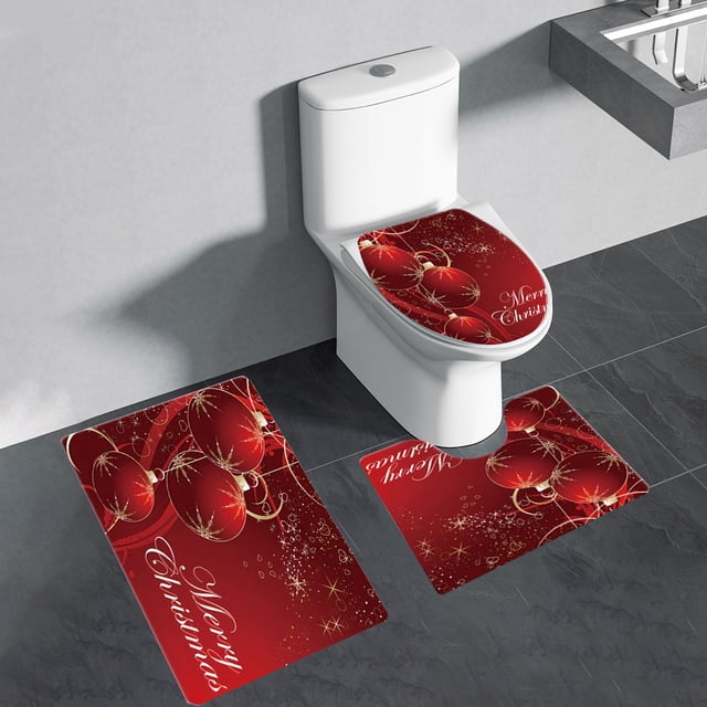 Boovnll Christmas Bathroom Rugs Set of 3, Absorbent Non-Slip Christmas Bath Mat Quickly Dry for Bathroom, Kitchen, Swimming Pool, Entrance, Bathroom Rugs