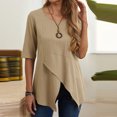 thumbnail image 2 of Birdeem Womens Summer Casual Irregular Round Neck Short Sleeve Solid Loose Shirt Tops, 2 of 7