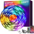 thumbnail image 1 of Ksipze 100FT led Lights Strip for Bedroom Smart Music Sync RGB Color Changing with App and Remote Control, Power Supply Led Strip Lights Lumiere Led 30M for Home Party Room Decor, 1 of 8