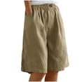 thumbnail image 1 of Timegard Women's Cotton Linen Wide Leg Elastic Waisted Casual Shorts with Pockets, XX-Large, Loose Fit, 1 of 7