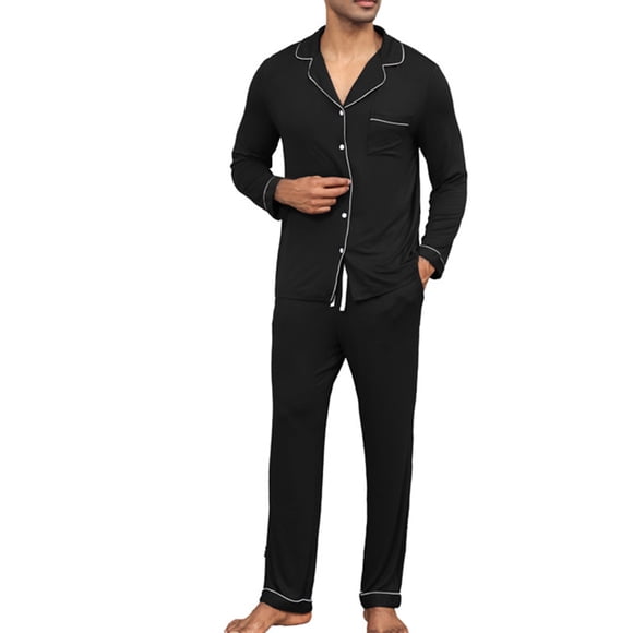 Gift TIMIFIS Mens Pajama Set Soft Long Sleeve Pajamas for men Lightweight Button Up Sleepwear Lounge Pjs Set With Pockets pring/Summer