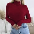 thumbnail image 2 of hoksml Women's Turtleneck Sweater Base Solid Color Slim Fit Knit Pullover Fashion Soft Layering Essential for Winter, 2 of 5