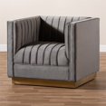 thumbnail image 3 of Baxton Studio Aveline Grey Velvet Gold Finished Armchair, 3 of 9