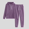 thumbnail image 4 of 2 Piece Sweatsuits for Womens Clearance Solid Color Pocket Drawstring Pullover Sweatpant Set Lounge Tracksuit Casual Plus Size Lightweight Loose Ladies Outfits Fall Winter 2023 Black L, 4 of 4