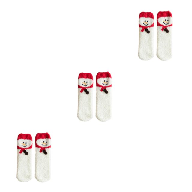 Decodeary Stay Warm And Stylish With These Fashionable Winter Socks Soft And Comfortable Red hat snowman 3Set