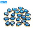 thumbnail image 3 of Unique Bargains 20Pack Teardrop Sew on Rhinestone - 18x13mm Glass Teardrop Crystal Rhinestones in Gold Prong Setting (Blue), 3 of 7