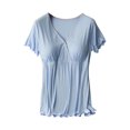 thumbnail image 2 of LSLJS Womens Short Sleeve Maternity Nursing Tops Breastfeeding Shirts, Maternity Tops( XL, Blue ), 2 of 3