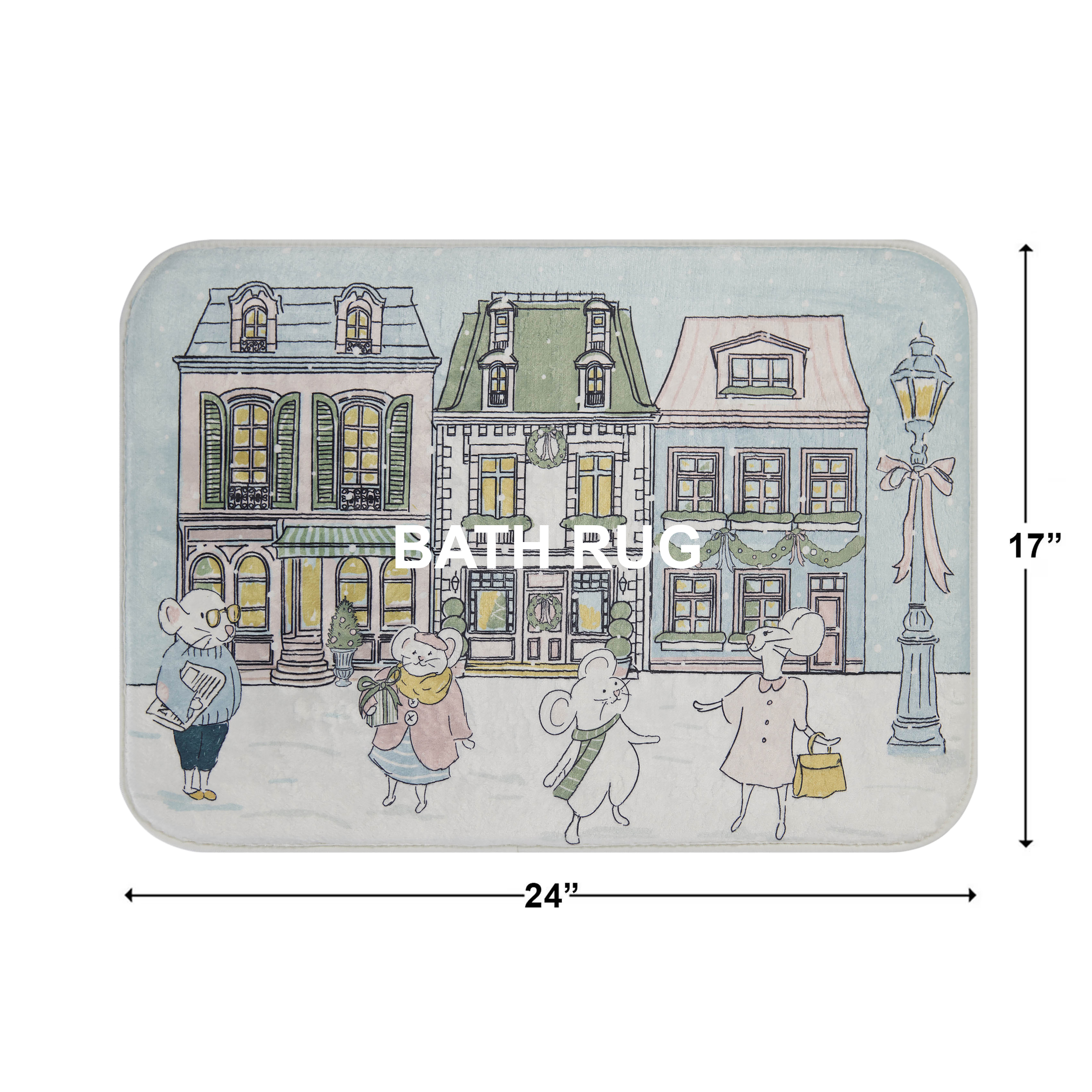 Tapis de bain Holiday Time en mousse mémoire motif ville, 17 po x 24 po