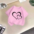 thumbnail image 5 of T-shirt Mignon à Motif pour Fille, Col Rond, Manches Courtes, Été, Décontracté, Hauts, T-Shirts et Chemises pour Filles, Rose, 140/9 A-10 A, 5 of 5