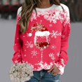 thumbnail image 1 of TIMIFIS Chandail en Molleton de Noël pour Femmes Mode Hiver Mignon Verre de Vin Chapeau de Père Noël Imprimé Col Rond Chandail en Molleton Décontracté Manches Longues Pull Hauts Cadeaux pour Femmes pour Noël, 1 of 4