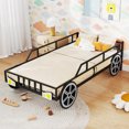 thumbnail image 2 of Costway Twin Car-Shaped Metal Bed Frame with Wheels Decorations Safety Guardrails, 2 of 10