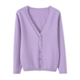 thumbnail image 1 of Cardigan Manteau Doux en Tricot pour Femmes, Mode Durable, Printemps et Automne, Décontracté, Ample, Uni, Manches Longues, Col en V, à Boutons - Hontri, 1 of 4