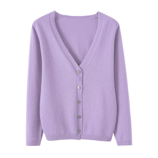 Cardigan Manteau Doux en Tricot pour Femmes, Mode Durable, Printemps et Automne, Décontracté, Ample, Uni, Manches Longues, Col en V, à Boutons - Hontri