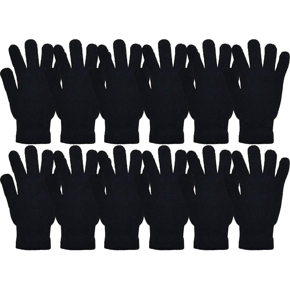 Winter Magic Gloves, 12 Pairs Stretchy Warm Knit Bulk Pack Mens Womens, Wholesale