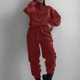 thumbnail image 2 of Ensemble de Course Deux Pièces Mode Femmes Décontracté Manches Longues Poches Zippées Taille Élastique Blouses Col Rond Ensemble 2 Pcs Voyage Survêtement S-167 Vin P, 2 of 6