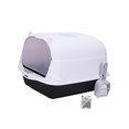 thumbnail image 3 of Hooded Cat Enclosed Cat Toilet Removable Splashproof Kitten Potty Black, 3 of 8