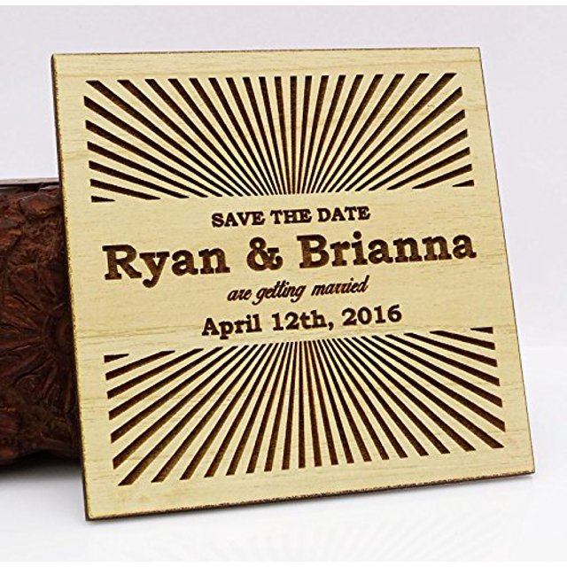 Personalized Engraved Wooden Magnet Custom Gift 50 Rustic Wedding Save the Date Wood Magnet