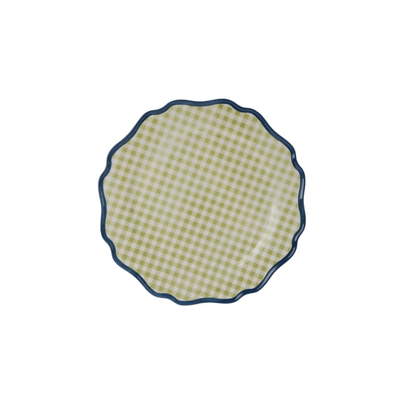 Hometrends Green Gingham Bamboo Melamine Dinner Plate 10.625 Inch