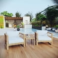 thumbnail image 2 of Modway Upland Ensemble de Mobilier de Patio Extérieur en Teck de 3 Pcs en Blanc Naturel, 2 of 8
