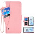 thumbnail image 1 of OnePlus 8 Pro Case, iCoverCase Genuine Leather Wallet Case Slim Fit Folio Book Design with Stand and Card Slots Flip Case Cover for OnePlus 8 Pro (Pink), 1 of 5